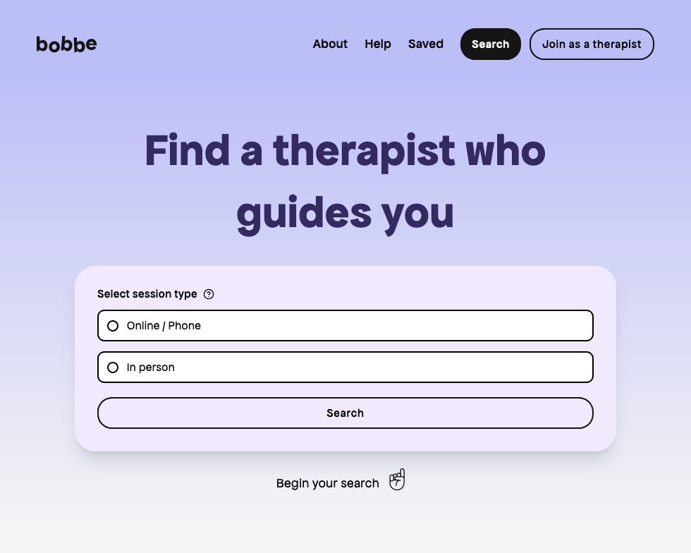 Bobbe therapy WIP landing page