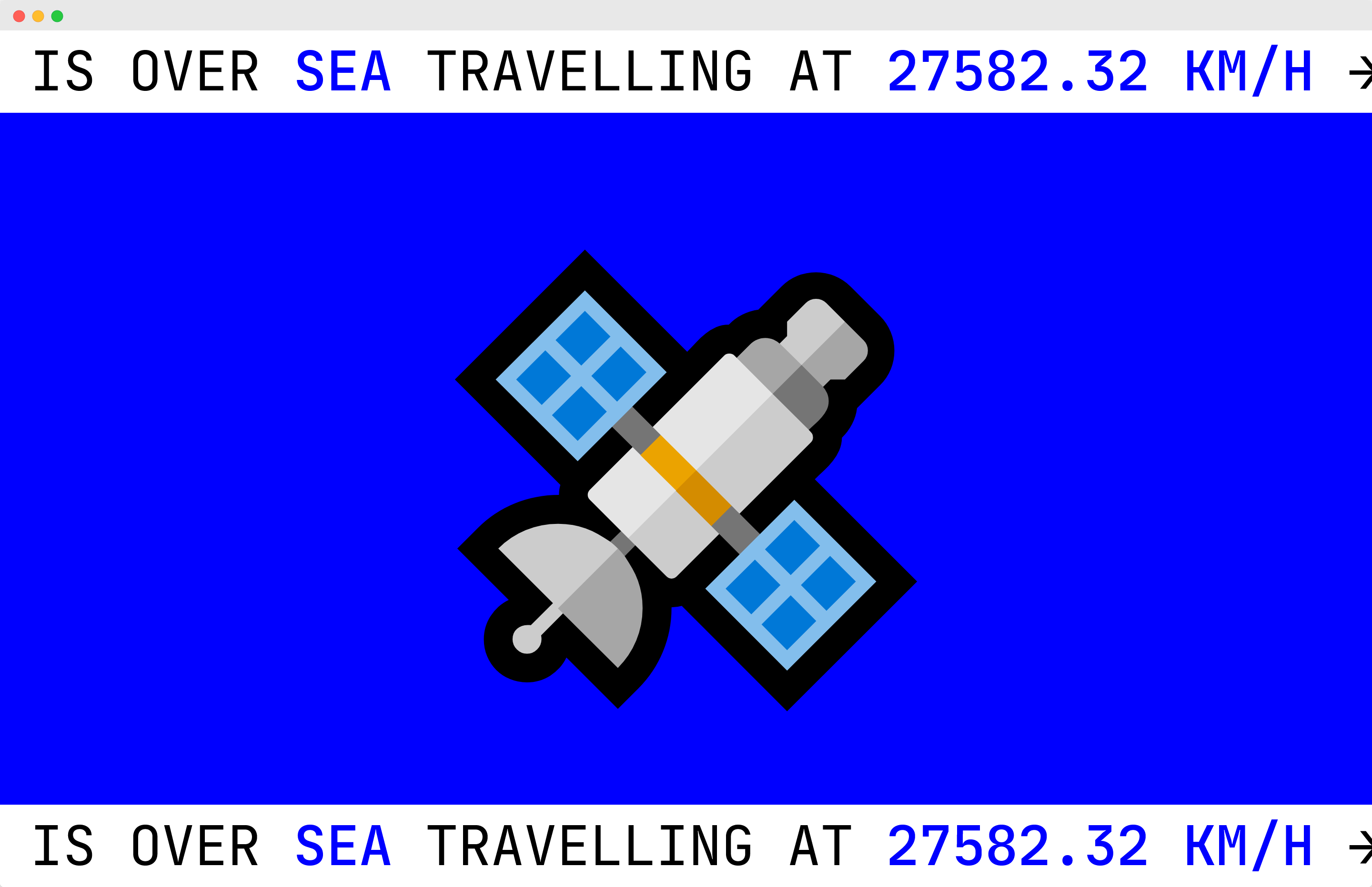 Emoji of ISS flying over blue sea
